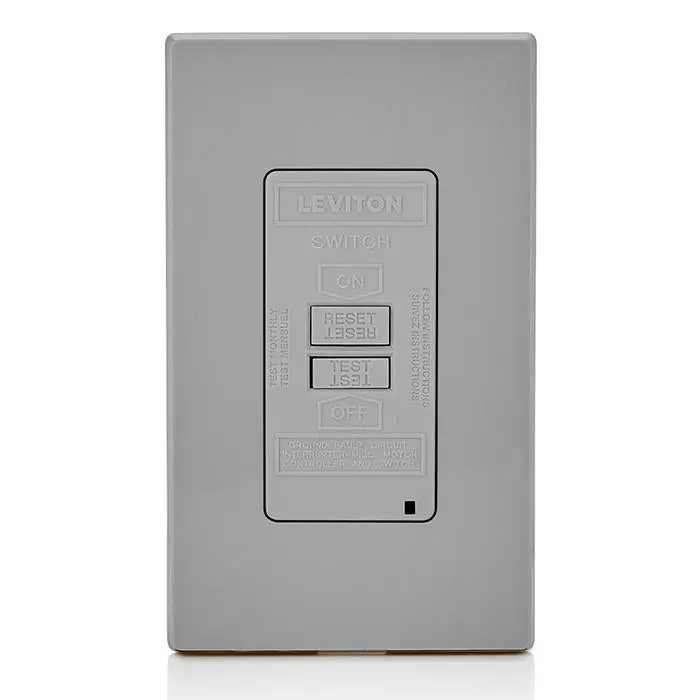 Leviton GFRBF-GY Gray St GFCI Faceless Slim Lite 20A125V