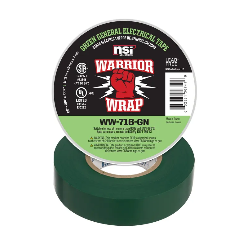 Nsi Industries Ww-716-Gn Warriorwrap 7mil General Electrical Tape, 3/4 inches x 60ft