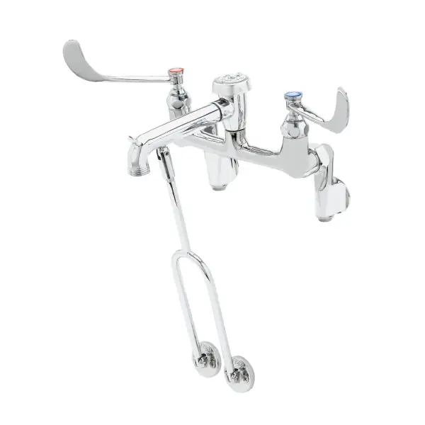 T&S Brass B-0655-01 Service Sink Faucet Wall Mount Adjustable Centers Built-In Stops Vacuum Breaker