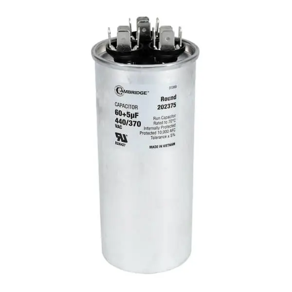 Cambridge 202375 1.97 in. x 1.97 in. x 4.53 in. Aluminum 60 Plus 5 MFD, 440-Volt/370-Volt Dual Round Run Capacitor (1-Pack)