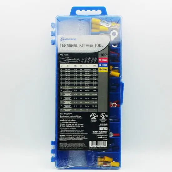 Cambridge 110977 Terminal Assortment Kit with Crimp Tool