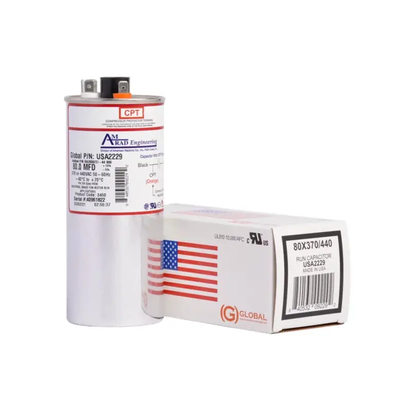 Amrad usa2229 Single Run Capacitor 80 Mfd 370/440 Vac