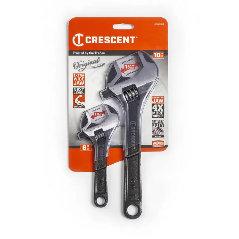Crescent ATWJ2610VS 2 Piece Wide Jaw Adjustable Wrench Set 6 inches & 10 inches