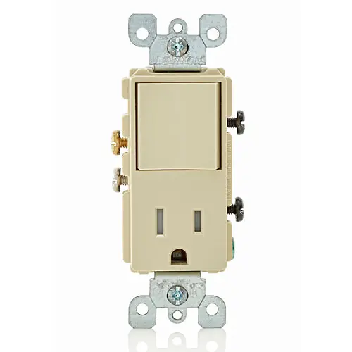 Leviton T5625-I Decora Switch TR Rcpt Cmbo 15A