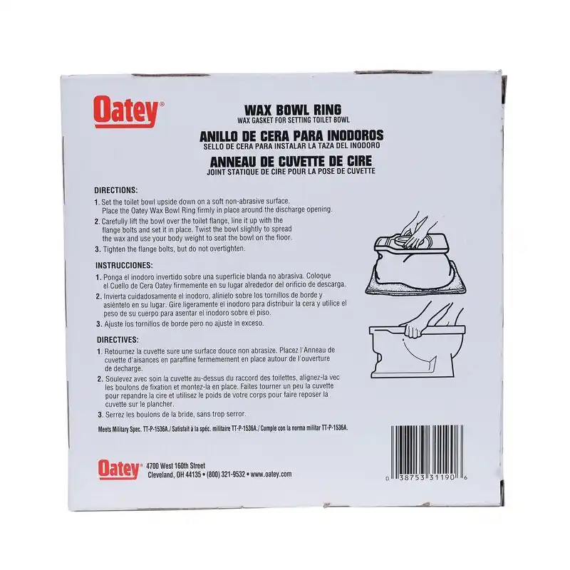 Oatey 31190 Heavy Duty Wax Bowl Ring Toilet Gasket
