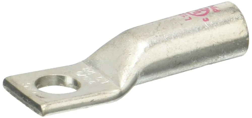 Nsi Industries L1038 Compression Lug, 1 Hole, Long Barrel, Copper, 1/0 AWG, 3/8 inches Stud Size