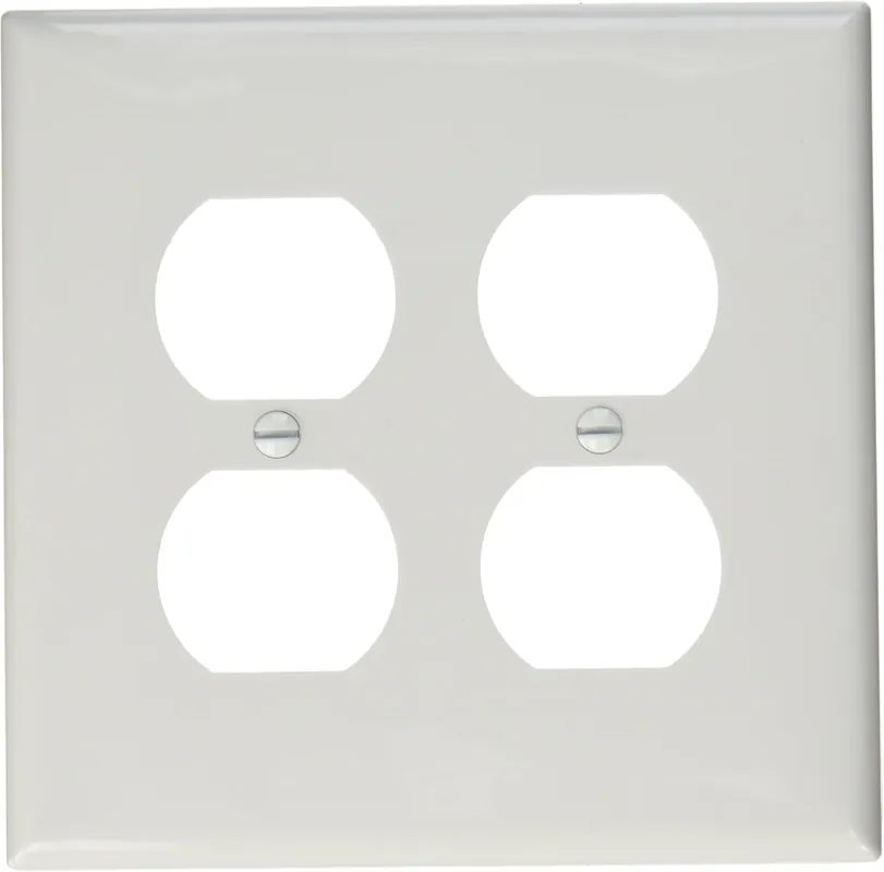 Leviton PJ82-W 2-Gang Duplex Receptacle Wallplate Midway Size