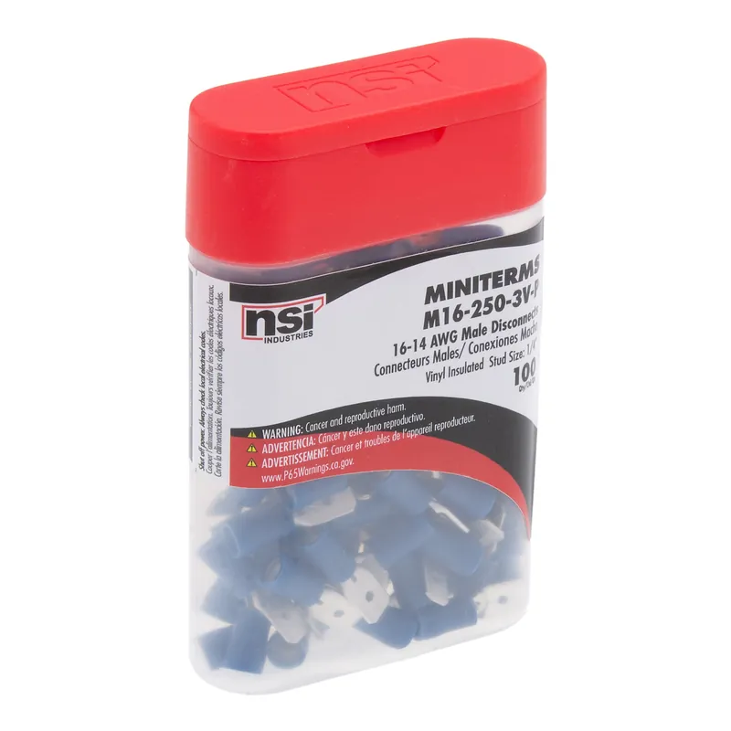 Nsi Industries M16-250-3V-P Miniterminal Propack Vinyl Male Disconnect (Pack of 100)