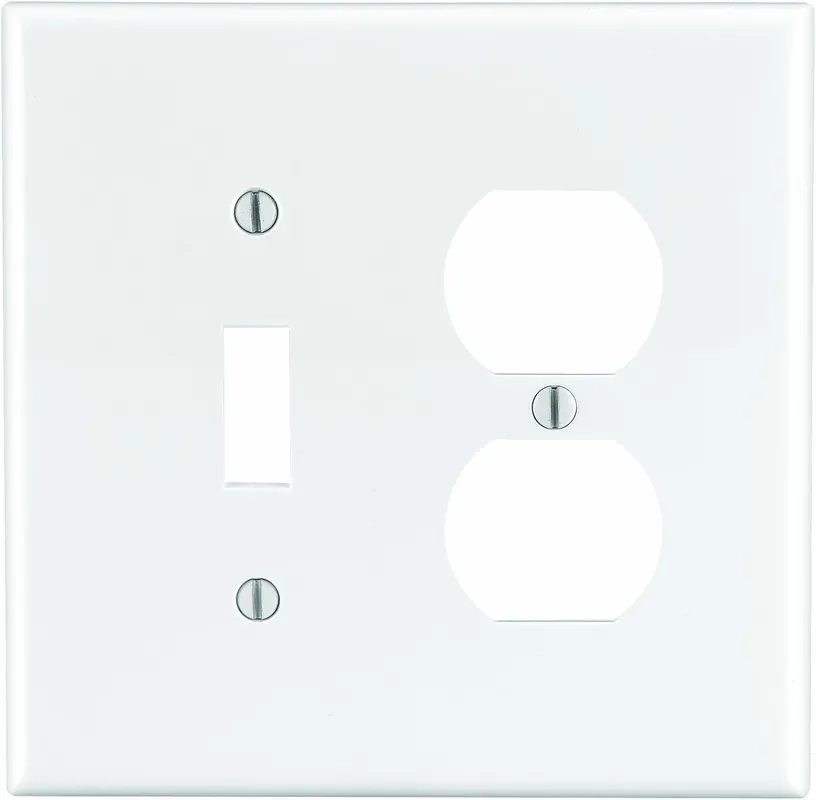 Leviton PJ18-W 2-Gang 1-Toggle 1-Duplex Combination Wallplate Midway Size