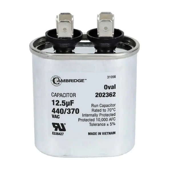 Cambridge 202362 Aluminum 12.5 MFD 440-Volt/370-Volt Single Oval Run Capacitor (1-Pack)