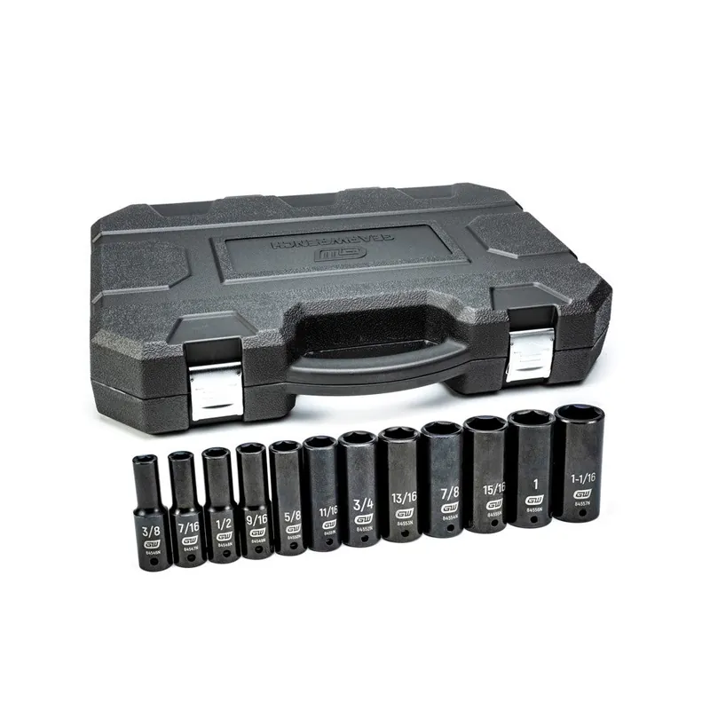 Gearwrench 84942N 12 Pc. 1/2 inches Drive 6 Pt. Deep Impact Socket Set, Sae