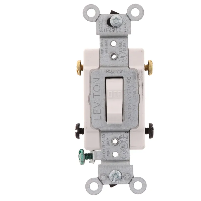 Leviton CS320-2W 20A Toggle Three-Way AC Quiet Switch, 120/277 VAC, Commercial Spec Grade, Grounding