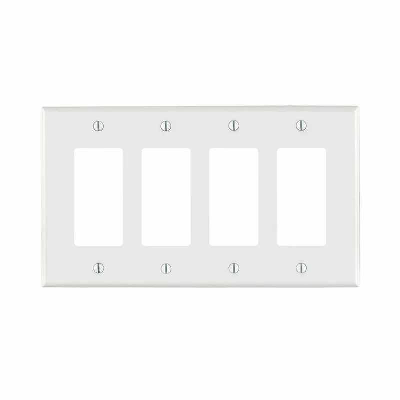 Leviton PJ264-W 4-Gang Decora/GFCI Decora Wallplate, Midway Size