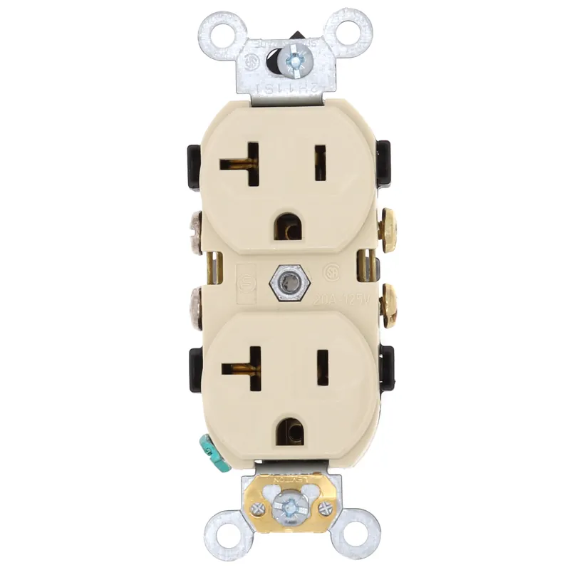 Leviton CR20-I 20A 125V Narrow Body Duplex Receptacle Straight Blade Commercial (15 Pack)