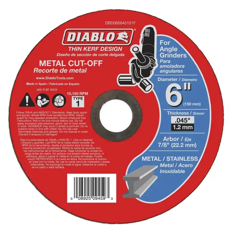 Diablo dbd060045101f 6 in Metal Cut-off Disc Thin Kerf