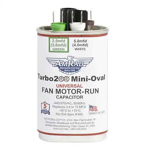 Global turbo200minioval Universal Run Capacitor 2.5-15 Mfd
