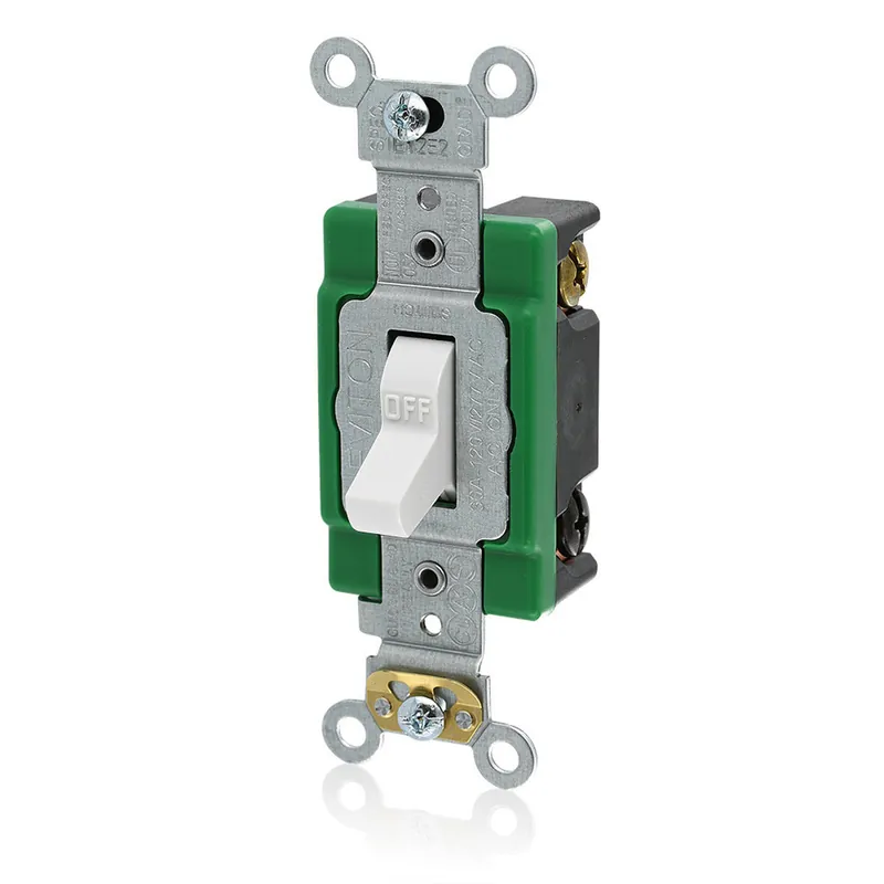 Leviton 3032-2W Toggle Double-Pole AC Quiet Switch 30 Amp, 120/277 Volt