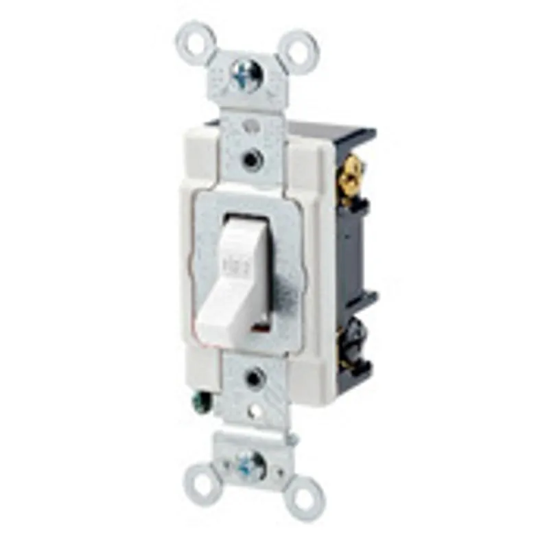 Leviton 1223-SW 20-Amp, 120/277-Volt, Toggle 3-Way AC Quiet Switch, Heavy Duty Grade, Grounding