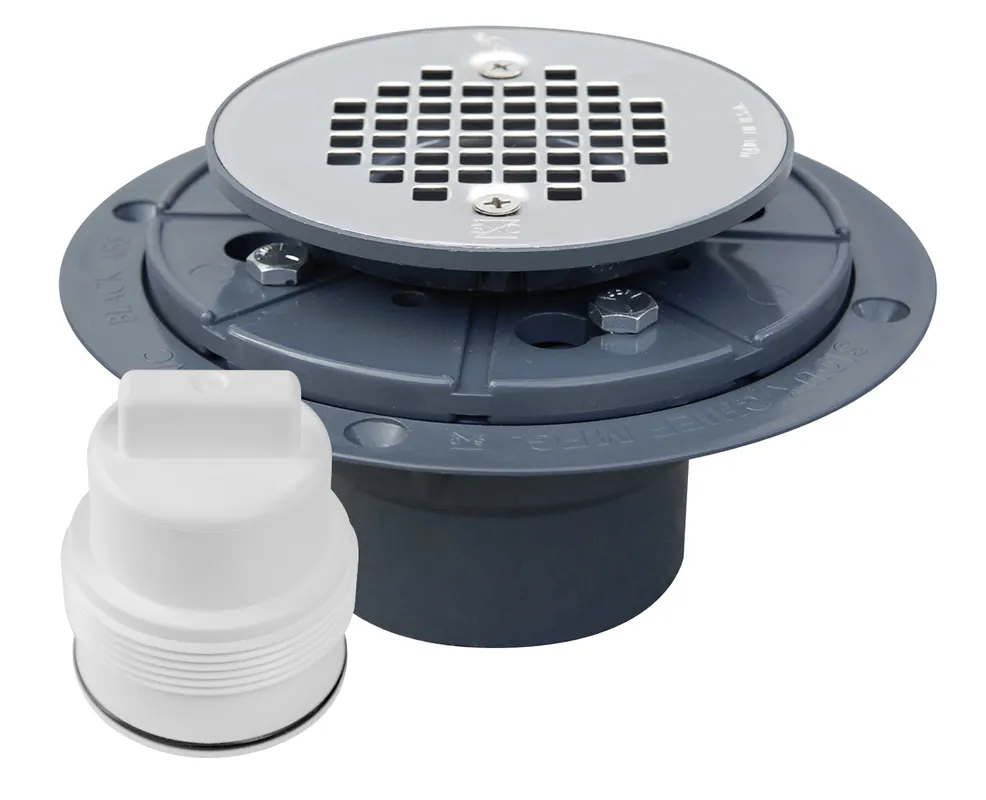 Sioux Chief 821-T2P Sawhorse Shower Pan Drain With DoubleDuty Test Plug, 2 inch PVC SCH40 Hub
