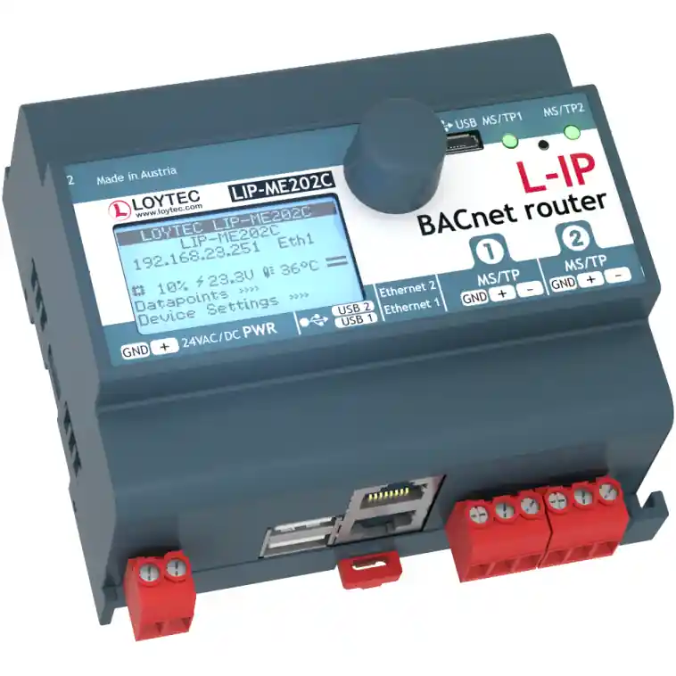 Loytec LIP-ME202C Bacnet IP to MSTP Router, 2x MS/TP Inter