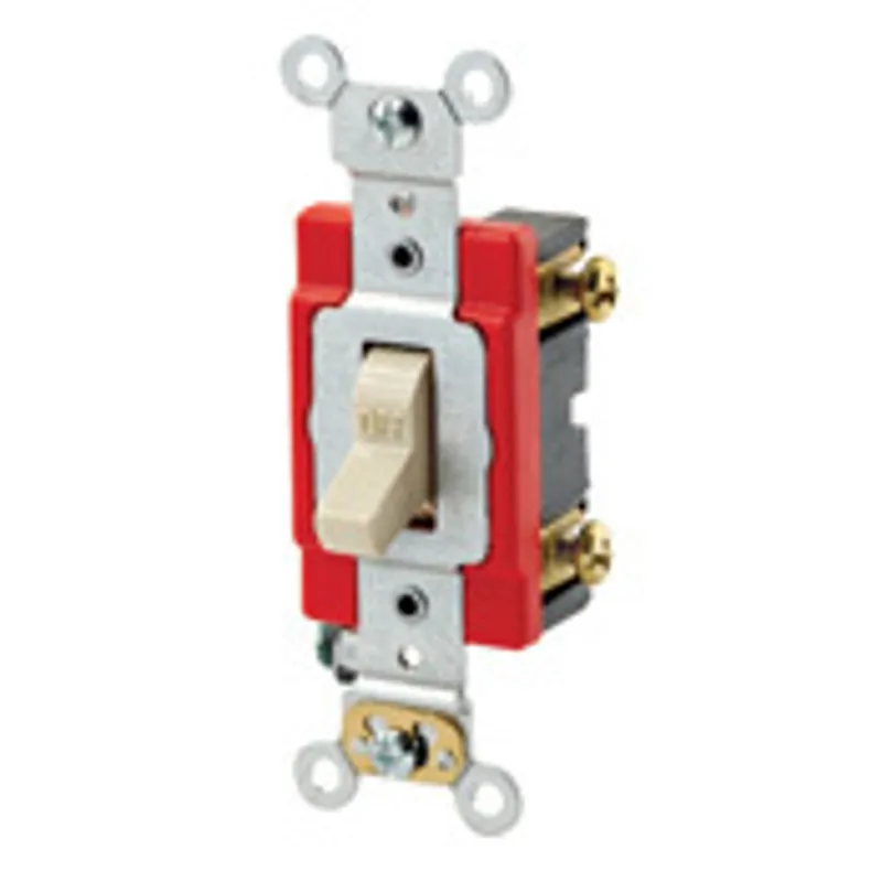 Leviton 1221-2I Toggle Single-Pole AC Quiet Switch, 120/277-Volt Extra Heavy Duty Spec Grade, Self Grounding