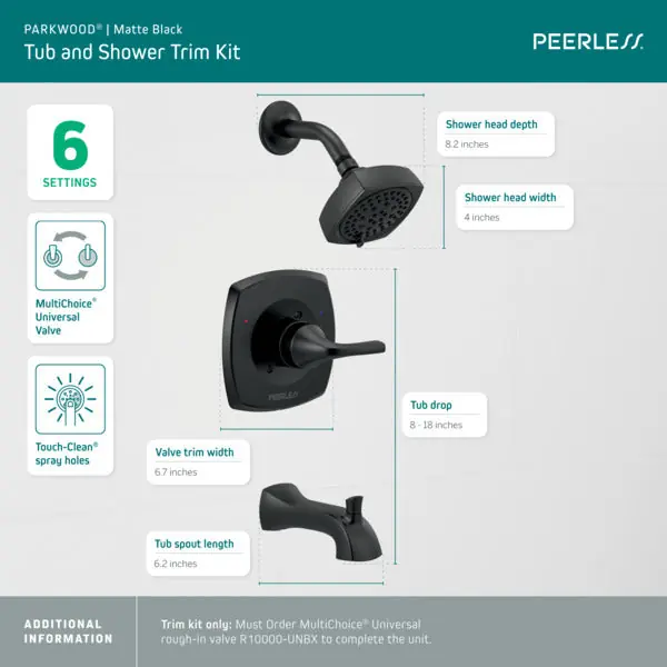 Peerless ptt14435-bl Parkwood Tub Shower Trim