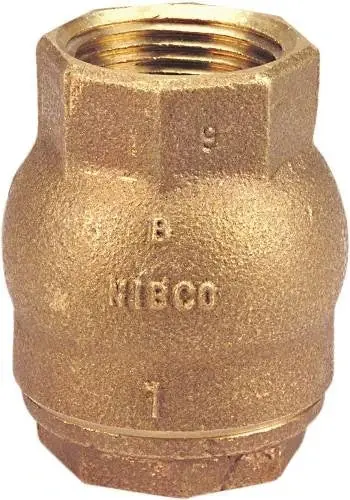 Nibco T480YLF112 T-480-Y-LF Silicon Bronze Lead-Free Check Valve, Inline 1-1/2 inches Female NPT Thread (FIPT)