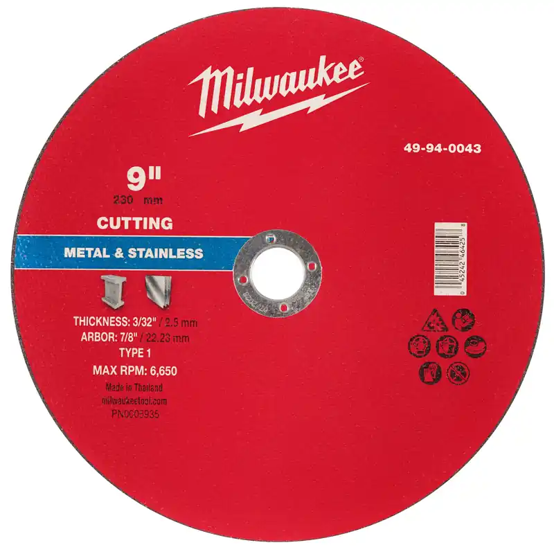 Milwaukee 49-94-0043 Metal Cut Off Wheel 9 inches x 3/32 inches x 7/8 inches -Type 1