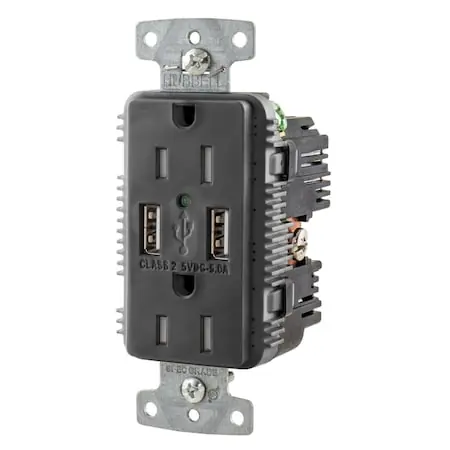 Bryant USBB15A5BK USB Charger Duplex Receptacle 15A 125V 5-15R