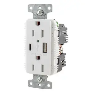 Bryant Usbb15ac5w Usb Charger Duplex Receptacle 15A 125V 5A