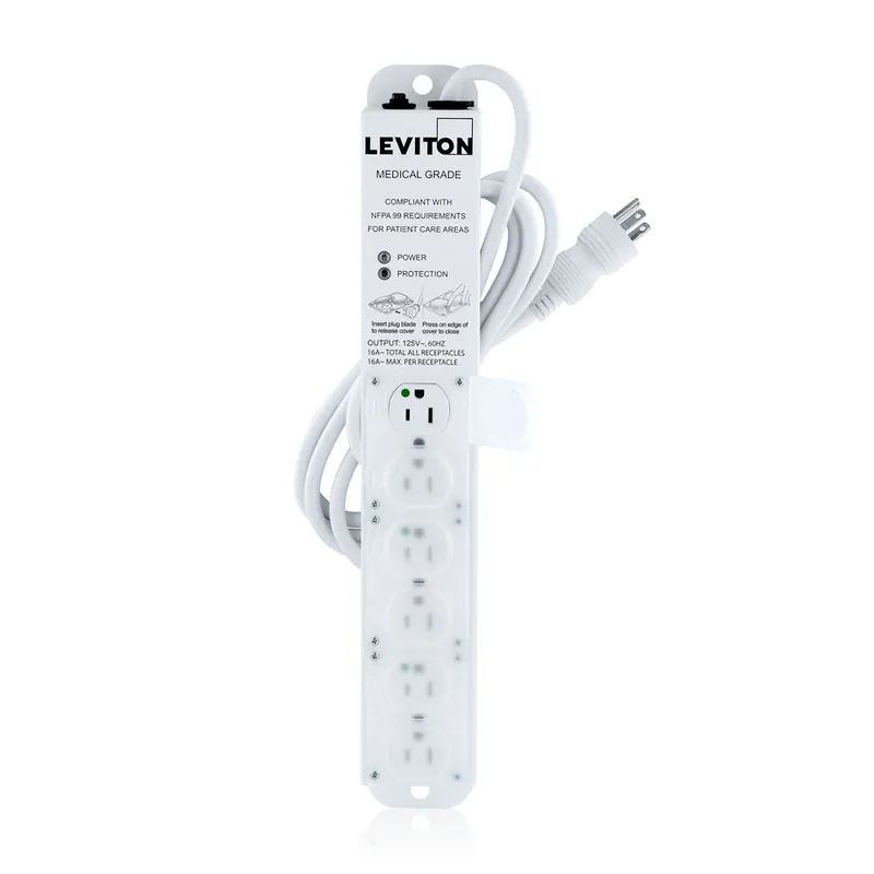 Leviton 5306M-1S7 Medical Grade Power Strip 15 Amp (7-FT)