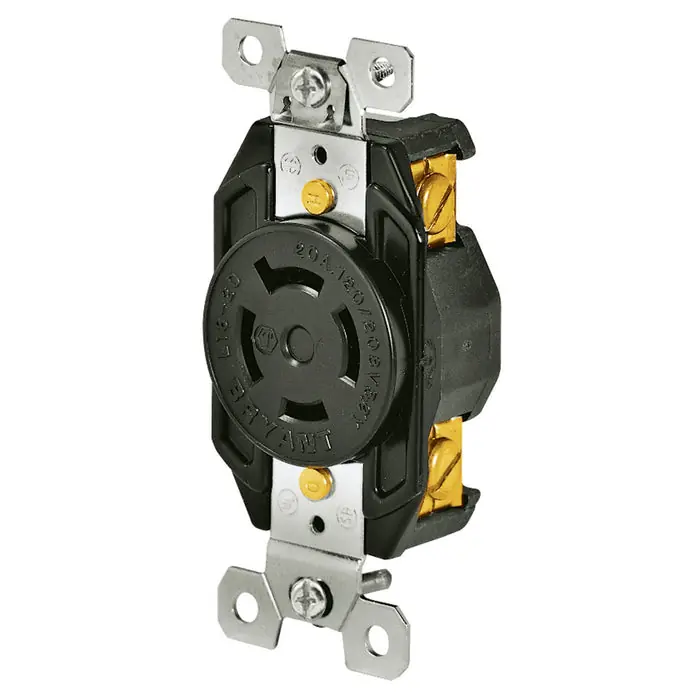 Bryant 71820FR Locking Devices Industrial Flush Receptacle 20A 3-Phase Wye 120/208V AC L18-20R