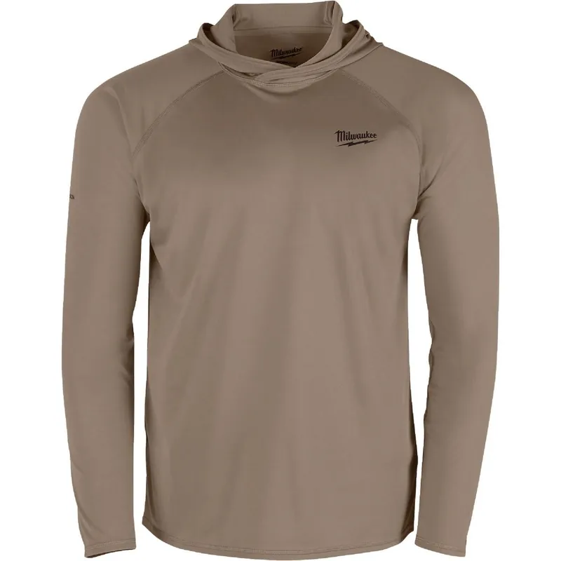 Milwaukee M550N-M Men's Workskin Sandstone Medium Hooded Sun Shirt