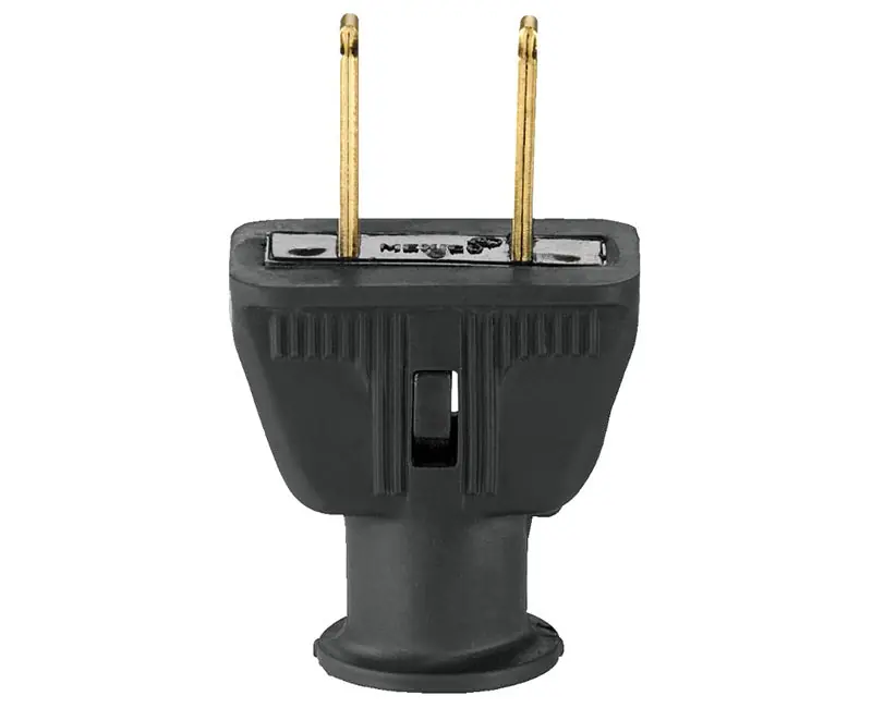 Cooper Wiring 183-6BK-BOX Plug Rubber 2p 2w Non-Polar Straight - 15A
