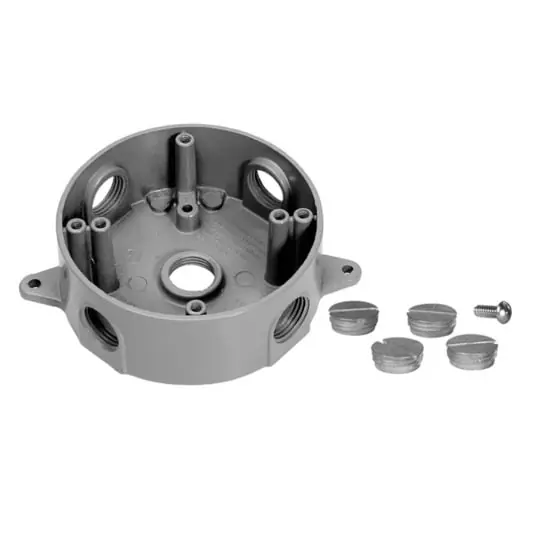 Crouse Hinds TP7149 weatherproof round outlet box 4 in