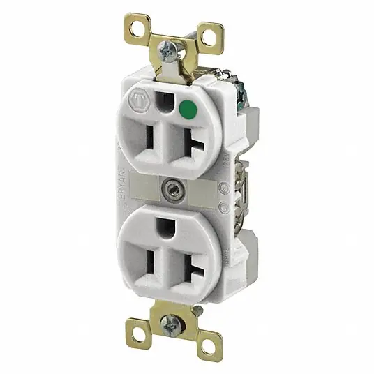 Bryant BRY8300WL Duplex Receptacle Hospital Grade Fed. Spec., 125V AC, 20 A, 5-20R
