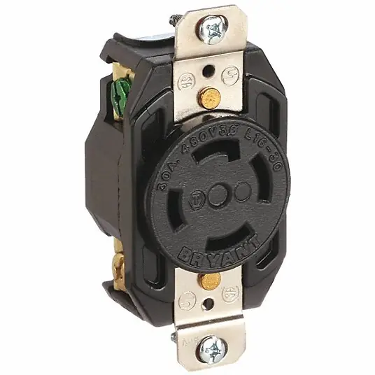 Bryant 71630FR Flush Receptacle 30A 3-Phase Delta 480V AC L16-30R