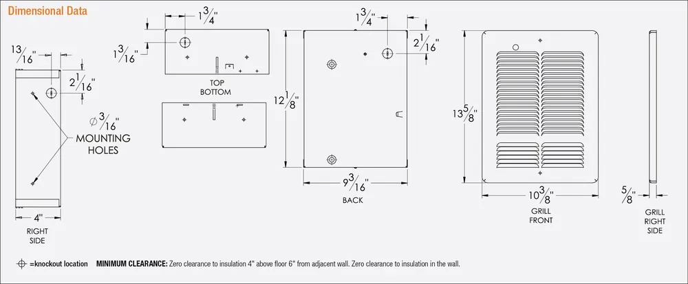 King W2020-W W Wall Heater 208V 2000-1000W