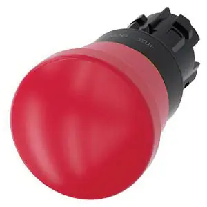 Siemens 3SU10001HA200AA0 3Su1 Emergency Stop, Push-Pull, Red Mushroom 40Mm
