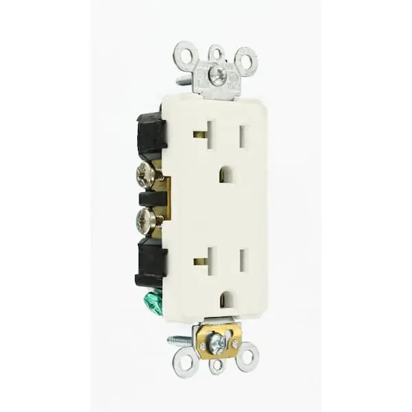Leviton 16342 Decora Plus Duplex Receptacle/Outlet, Industrial Grade, Self-Grounding