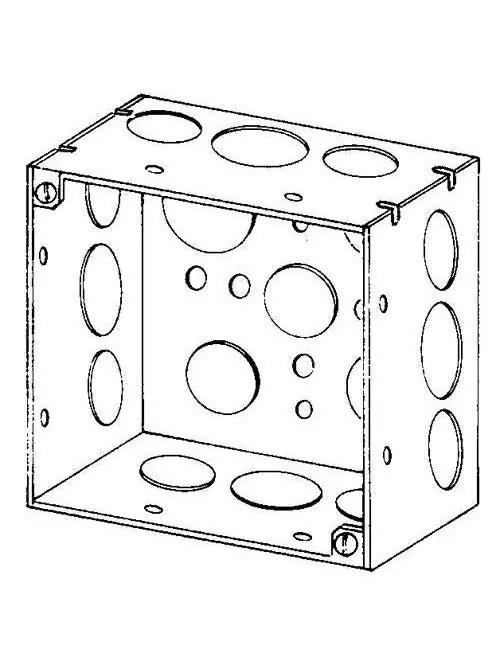 Appleton 4SD-SPL 4 inches Square Box, Welded, 2-1/8 inches Depth, 1/2 and 3/4 inches Knockouts, Steel