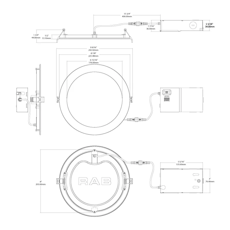 Rab WFRL8R239FADWS 8 inches led edge-lit wafer downlight 23W