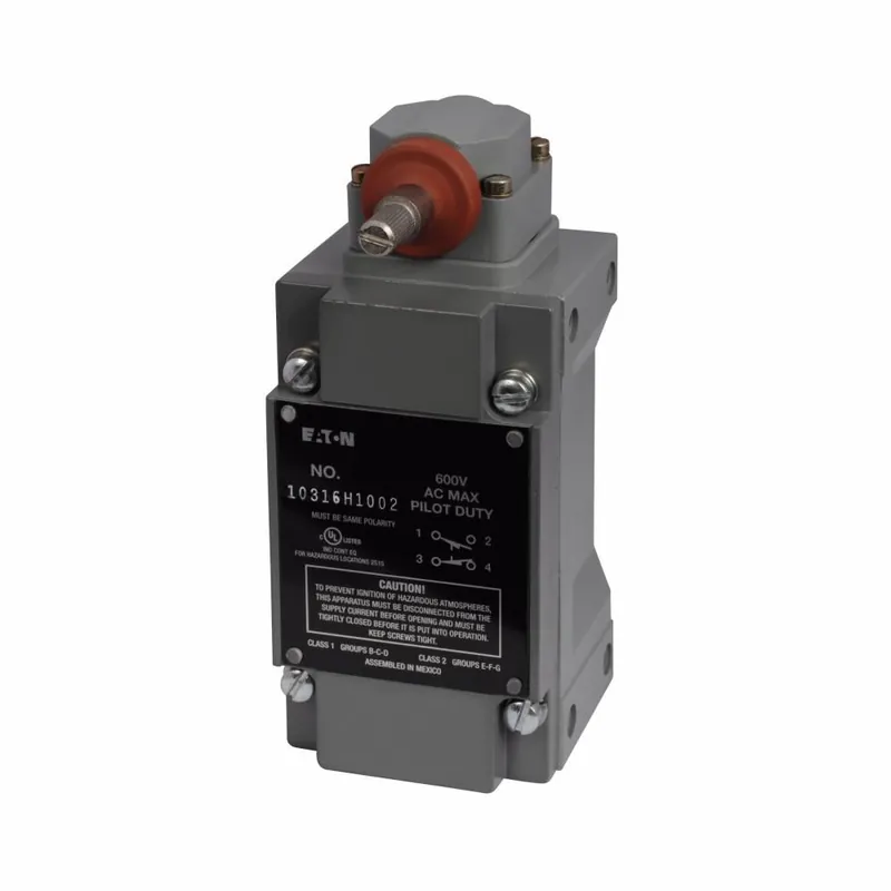 Eaton 10316H1002 Type LX Complete Assembled Limit Switch With Spring Return Head 240 VAC, 250 VDC, 0.1/10 A, Side Rotary Actuator, 1NC-1NO Contact, 1 Poles