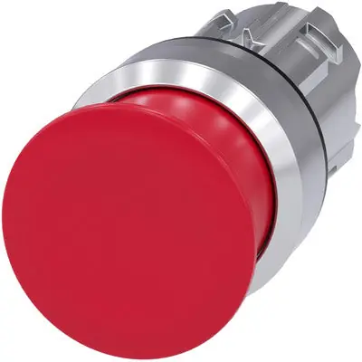 Siemens 3SU10501AD200AA0 Pushbutton, Momentary, 30mm Mushroom Head