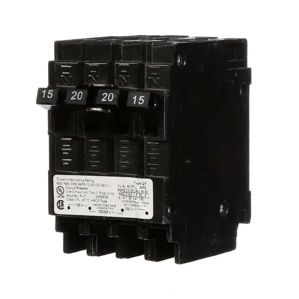 Siemens Q22015CT 20/15a 240v 4p 10k New Quad