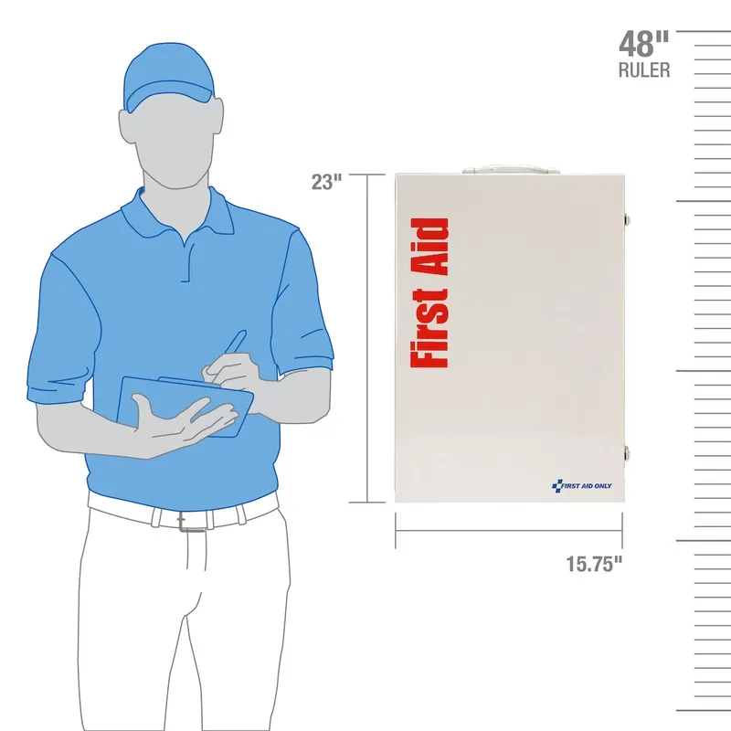 First Aid Only 90576 4 Shelf First Aid ANSI 2015 Class B+ Metal Cabinet, with Meds