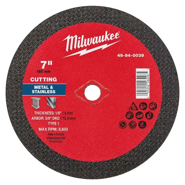 Milwaukee 49-94-0039 7 inches x 1/8 inches x 5/8 inches DKO Metal Cut Off Wheel -Type 1