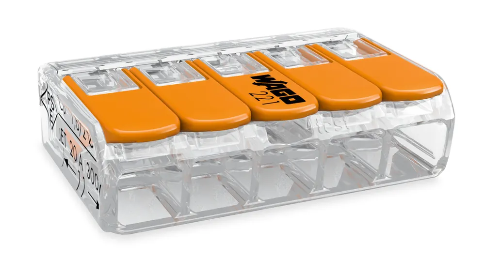 Wago 221-415/K194-4045 terminal butt splice, closed end, individual openings connector push in 12-24 AWG