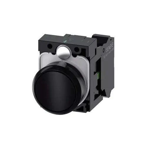 Siemens 3SU11000AB103BA0 Pushbutton, Momentary, Black, Flush
