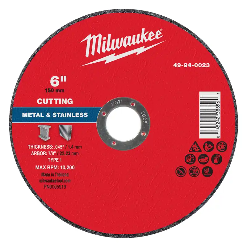 Milwaukee 49-94-0023 Metal Cut Off Wheel 6 inches x .045 inches x 7/8 inches Type 1